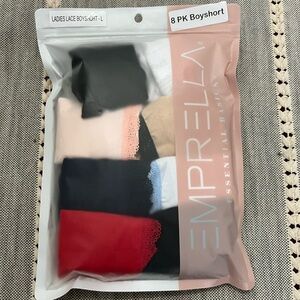 Set Of 8 Emprella Women's Multicolor Lace BoyShort Panties Sz L NWT